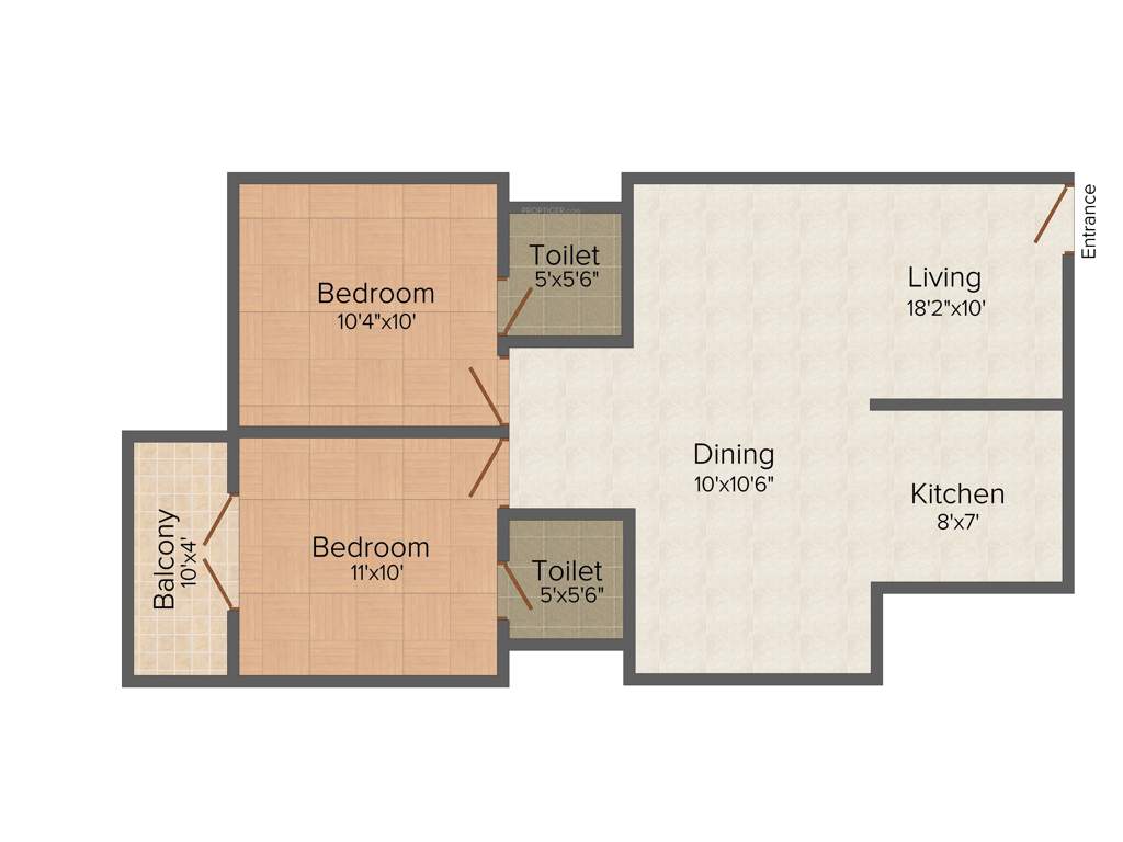 Aaiera Pelican 2BHK+2T (924 sq ft)