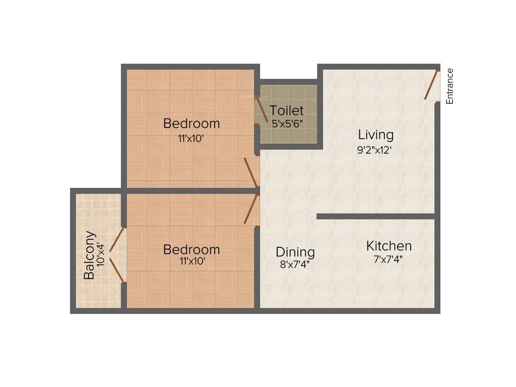 Aaiera Pelican 2BHK+2T (751 sq ft)