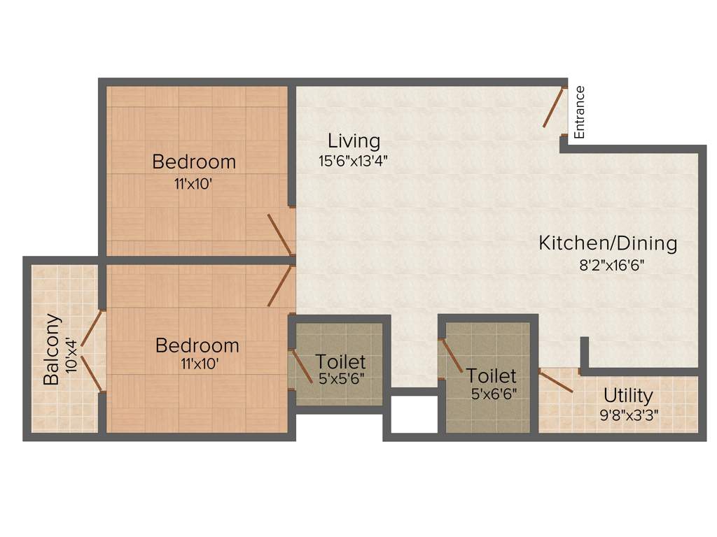 Aaiera Pelican 2BHK+2T (923 sq ft)