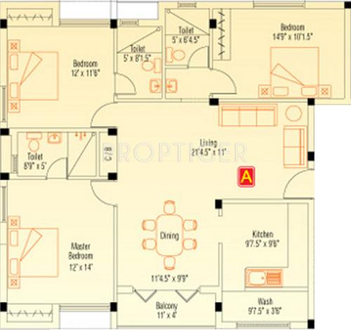 Appaswamy Red Rose (3BHK+3T (1,544 sq ft) 1544 sq ft) Appaswamy Red Rose (3BHK+3T (1,544 sq ft) 1544 sq ft)