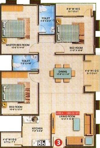 Mahaghar Sai Ram Residency (3BHK+2T (1,350 sq ft) 1350 sq ft) Mahaghar Sai Ram Residency (3BHK+2T (1,350 sq ft) 1350 sq ft)