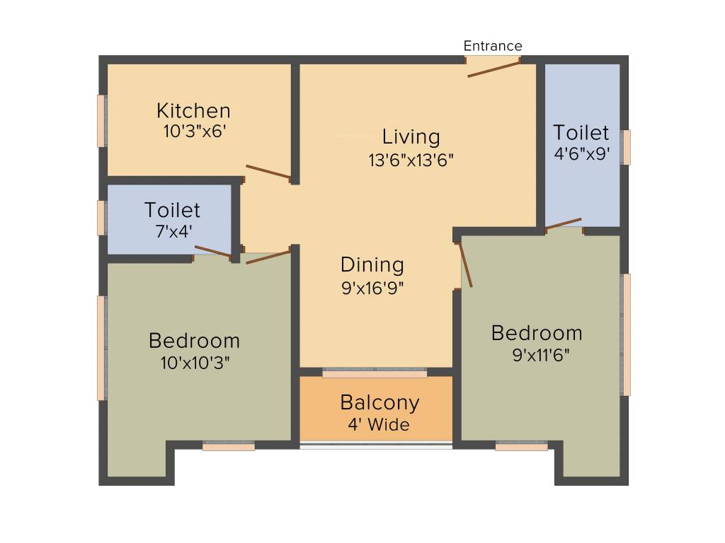 Unimark Unimark Springfield (2BHK+2T (923 sq ft) 923 sq ft)