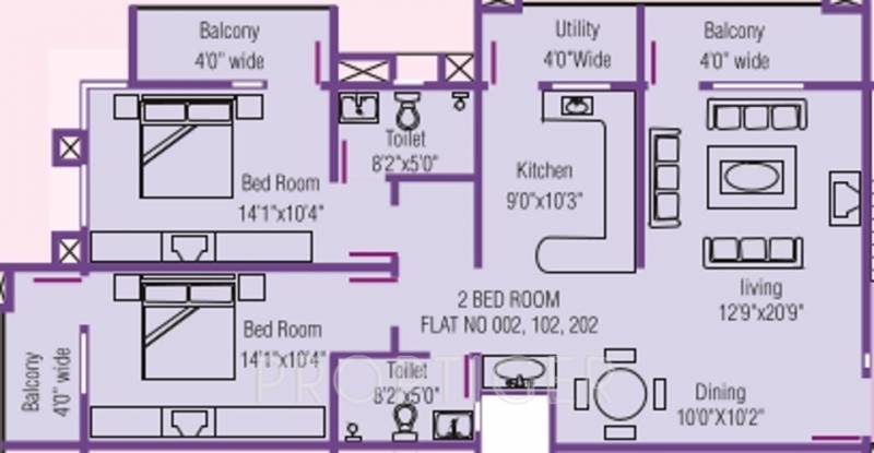 Mascot Residency (2BHK+2T (1,432 sq ft) 1432 sq ft)