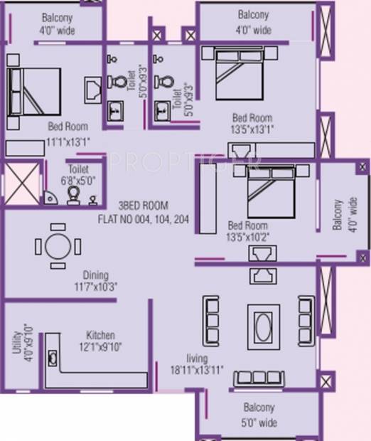 Mascot Residency (3BHK+3T (2,056 sq ft) 2056 sq ft)