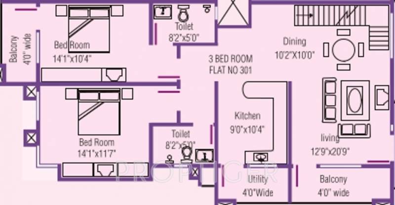 Mascot Residency (3BHK+3T (2,226 sq ft) 2226 sq ft)