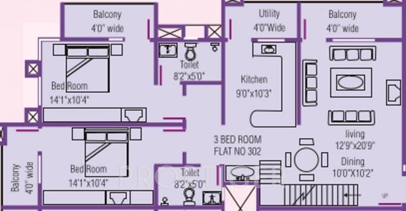 Mascot Residency (3BHK+3T (2,290 sq ft) 2290 sq ft)