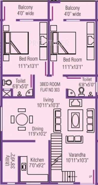 Mascot Residency (3BHK+3T (2,049 sq ft) 2049 sq ft)