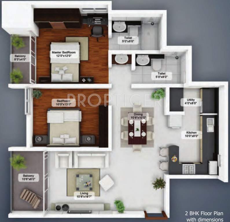 Northernsky City (2BHK+2T (1,180 sq ft) 1180 sq ft)