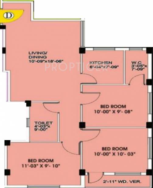 Esteem Chhaya Apartment (3BHK+1T (1,060 sq ft) 1060 sq ft)