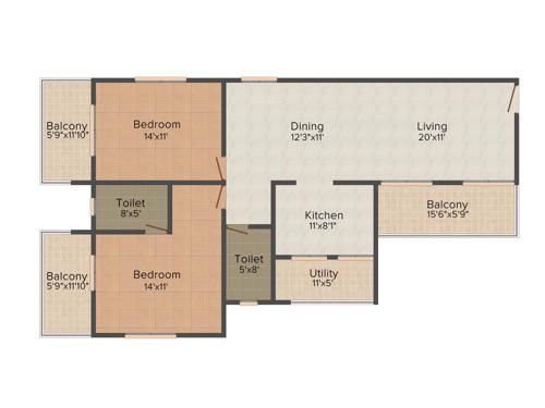 Northernsky Altair (2BHK+2T (1,250 sq ft) 1250 sq ft)