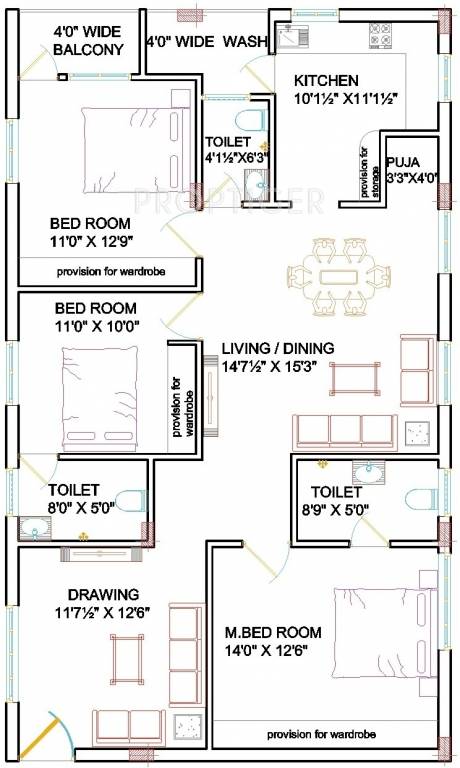 Sree HIMA Sai Hights (3BHK+3T (1,660 sq ft)   Pooja Room 1660 sq ft) Sree HIMA Sai Hights (3BHK+3T (1,660 sq ft)   Pooja Room 1660 sq ft)