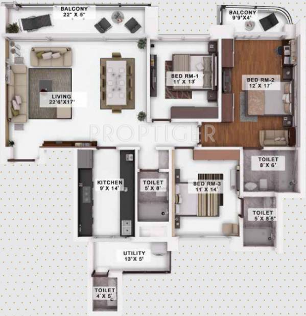 Menorah Alexandria (3BHK+3T (2,182 sq ft) 2182 sq ft)