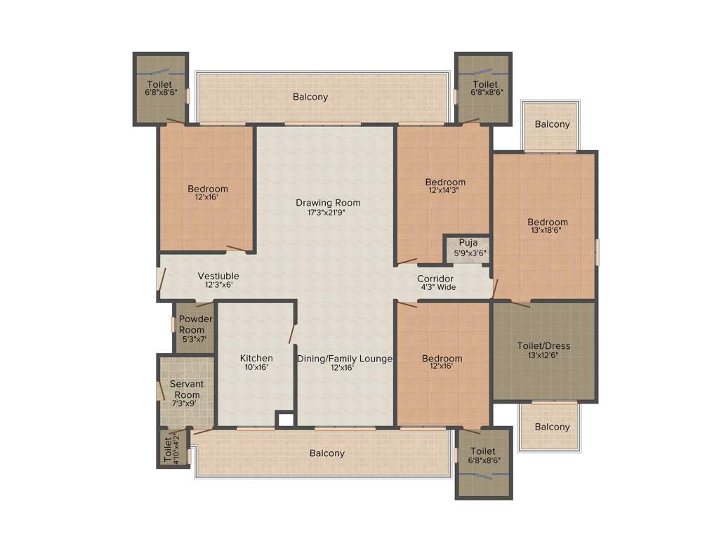 Bestech Park View Spa (4BHK+5T (3,495 sq ft) + Servant Room 3495 sq ft)