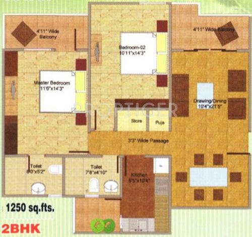 Raghunath NRI Height (2BHK+2T (1,250 sq ft) 1250 sq ft)