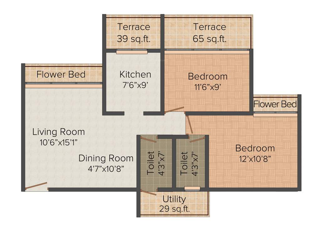 Rehab Balaji Delta Tower 1 (2BHK+2T (1,182 sq ft) 1182 sq ft)