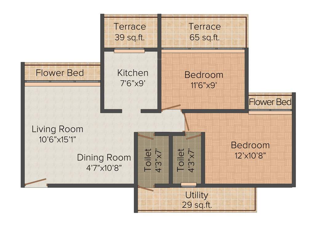 Rehab Balaji Delta Tower 1 (2BHK+2T (1,300 sq ft) 1300 sq ft)