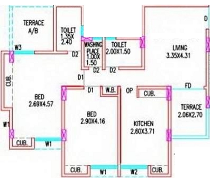 Durga Riddhi Siddhi Tower Riddhi (2BHK+2T (990 sq ft) 990 sq ft)
