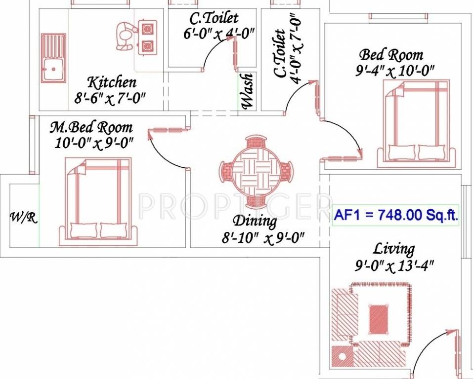 Royal Aadhira (2BHK+2T (748 sq ft) 748 sq ft)