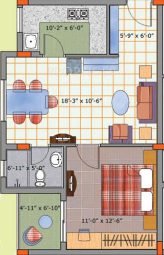 Mandakini Garden (1BHK+1T (811 sq ft) 811 sq ft)