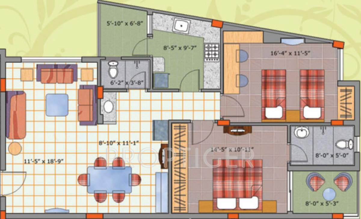 Mandakini Garden (2BHK+2T (1,465 sq ft) 1465 sq ft)
