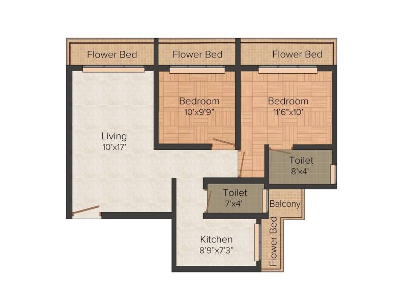 RD Parvati Castle (2BHK+2T (1,110 sq ft) 1110 sq ft)