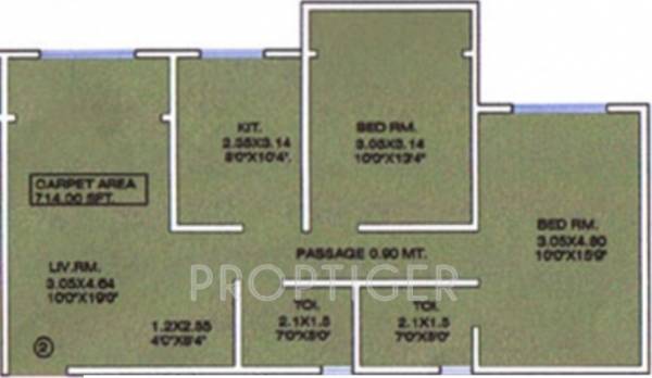GHP Sheldon (2BHK+2T (714 sq ft) 0 sq ft)