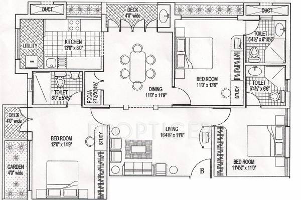 Sidharth Visvaleela (3BHK+3T (1,330 sq ft)   Pooja Room 1330 sq ft)