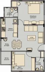 CoEvolve Elvira (2BHK+2T (972 sq ft) 972 sq ft)