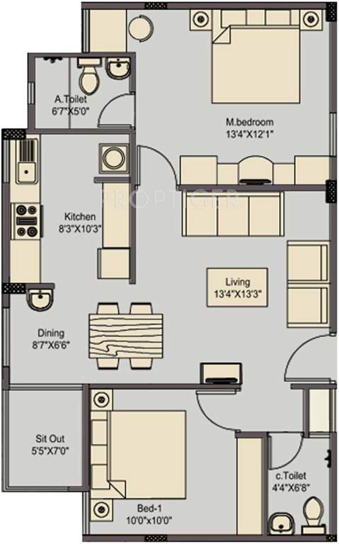 CoEvolve Elvira (2BHK+2T (972 sq ft) 972 sq ft)