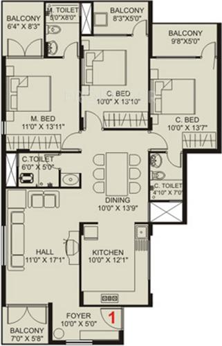 IN Evoke (3BHK+3T (1,580 sq ft) 1580 sq ft)