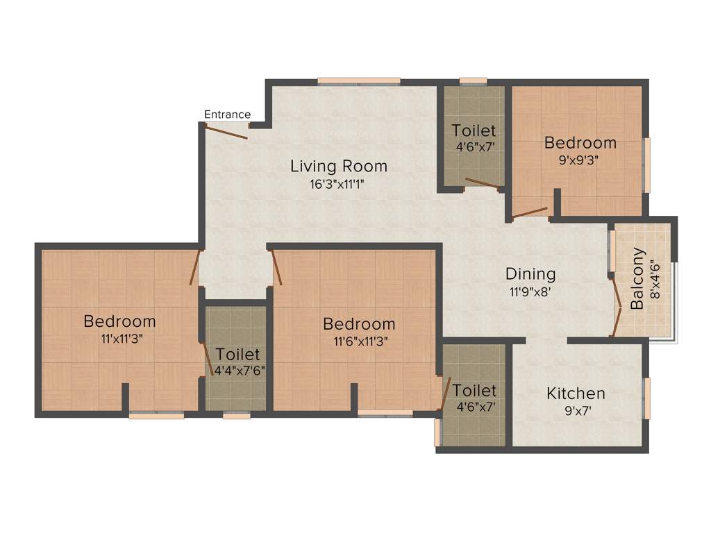 Jasmine Vibha Flats (3BHK+3T (1,168 sq ft) 1168 sq ft)