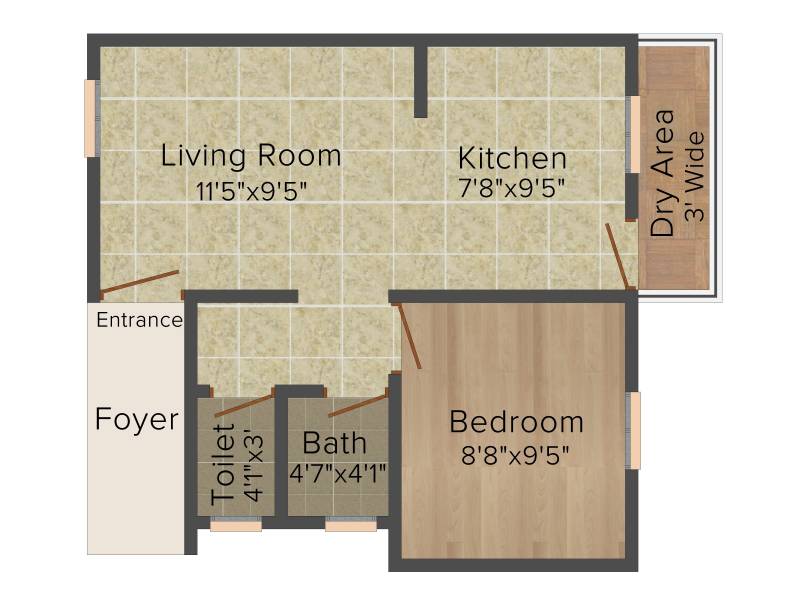 Mahindra Happinest (1BHK+1T (533 sq ft) 533 sq ft)