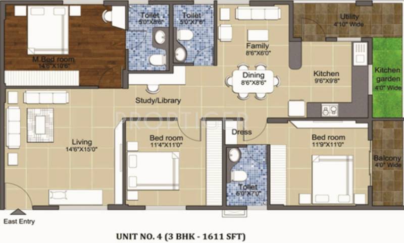 Shyam Abhinandan (3BHK+3T (1,611 sq ft) 1611 sq ft)