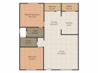 KV Lake Front (2BHK+2T (1,195 sq ft) 1195 sq ft)