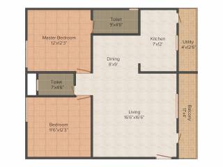 KV Lake Front (2BHK+2T (1,225 sq ft) 1225 sq ft)