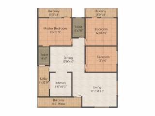 KV Lake Front (3BHK+2T (1,485 sq ft) 1485 sq ft)