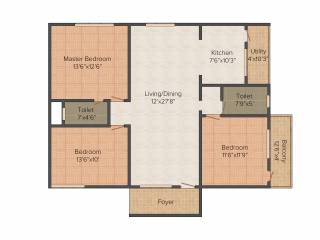 KV Lake Front (3BHK+2T (1,475 sq ft) 1475 sq ft)