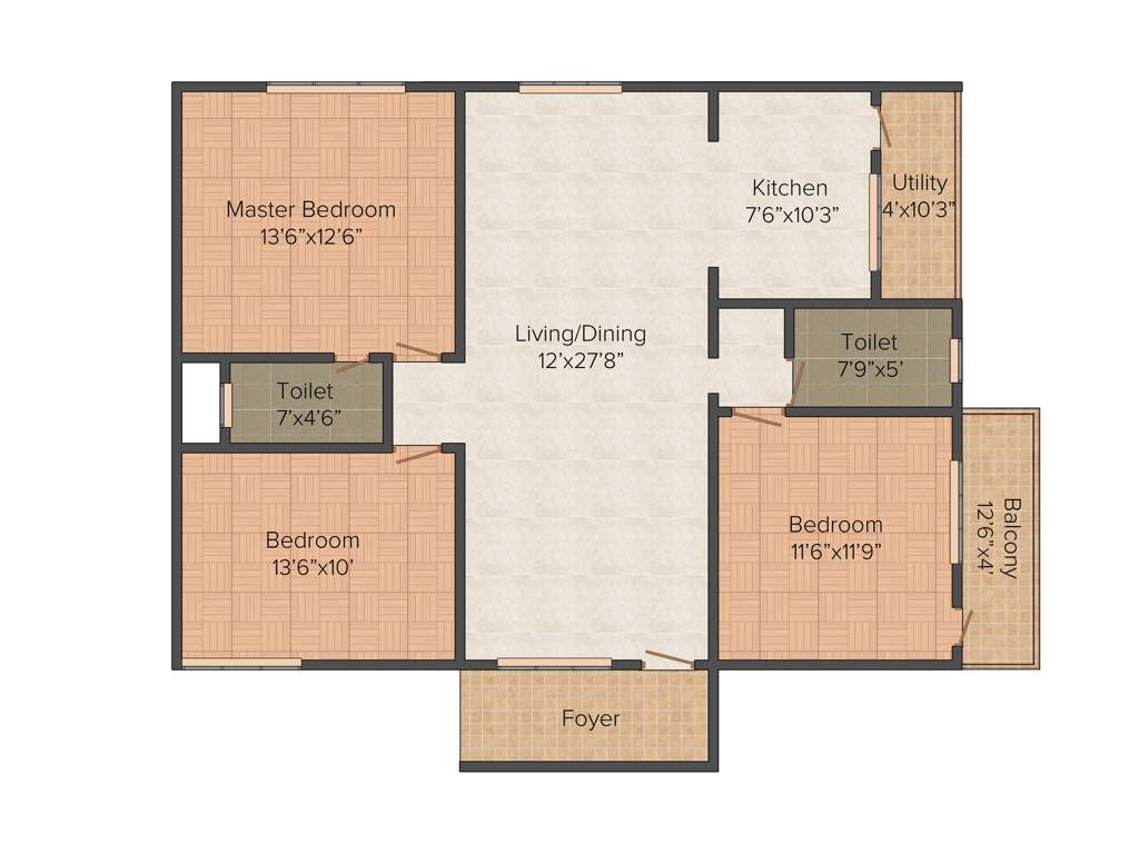 KV Lake Front (3BHK+2T (1,475 sq ft) 1475 sq ft)