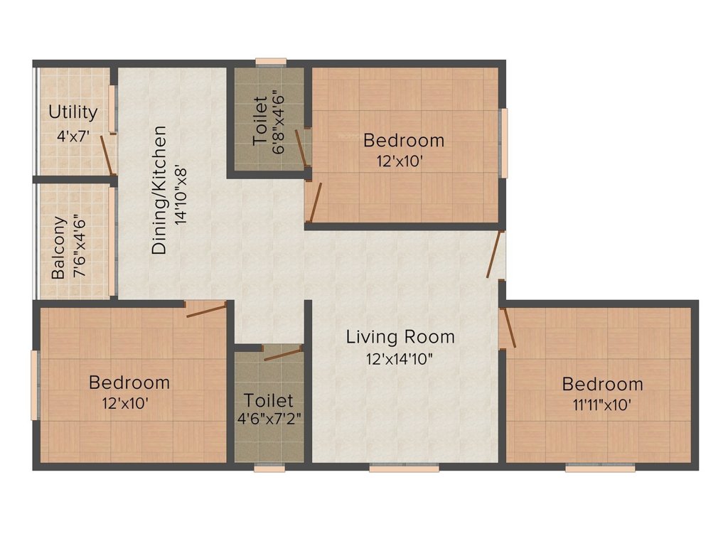 DS Status (3BHK+2T (1,380 sq ft) 1380 sq ft)