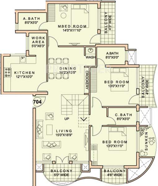 IN Echelon (3BHK+3T (3,121 sq ft) 3121 sq ft)