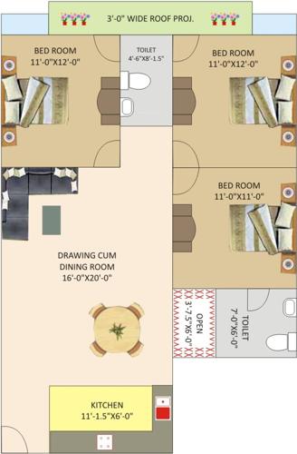Ashoka Shri Sai Vatika (3BHK+2T (1,183 sq ft) 1183 sq ft)