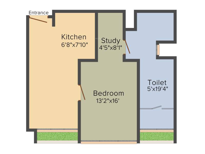 Bhartiya Leela Residences (1BHK+1T (802 sq ft)   Study Room 802 sq ft)