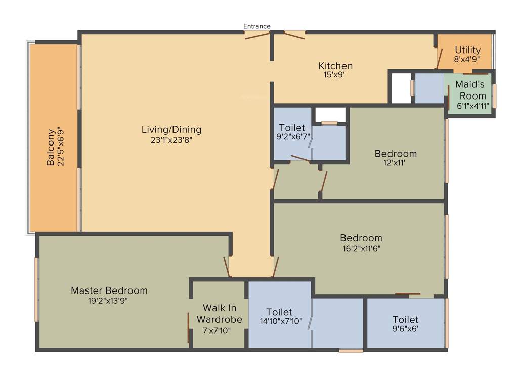 Bhartiya Leela Residences (3BHK+4T (3,116 sq ft)   Servant Room 3116 sq ft)