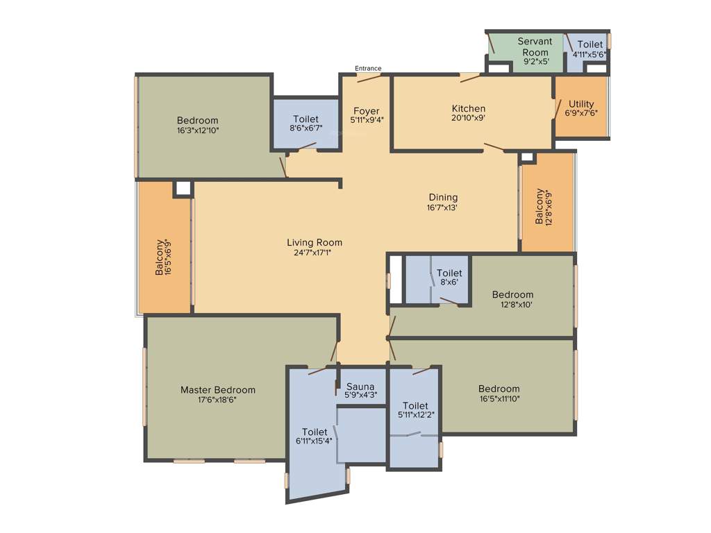 Bhartiya Leela Residences (4BHK+5T (4,077 sq ft)   Servant Room 4077 sq ft)