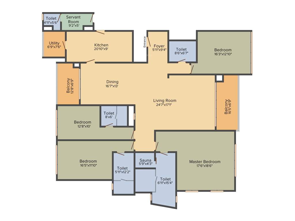 Bhartiya Leela Residences (4BHK+5T (4,176 sq ft)   Servant Room 4176 sq ft)