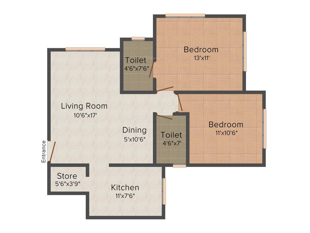 Pureline West End Heights (2BHK+2T (1,088 sq ft) 1088 sq ft)
