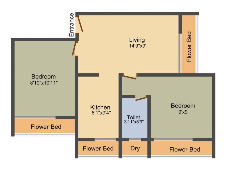 Pruthvi Apartment (2BHK+1T (893 sq ft) 893 sq ft)