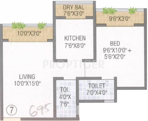 Salangpur Salasar Aarpan (1BHK+2T (695 sq ft) 695 sq ft)