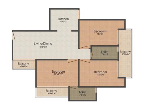 MGI Sanskar Residency (3BHK+2T (1,200 sq ft) 1200 sq ft) MGI Sanskar Residency (3BHK+2T (1,200 sq ft) 1200 sq ft)