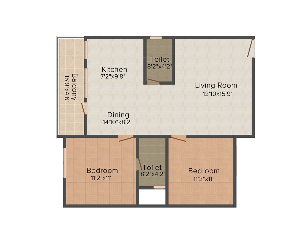 Aashrayaa Crystal (2BHK+2T (1,076 sq ft) 1076 sq ft)